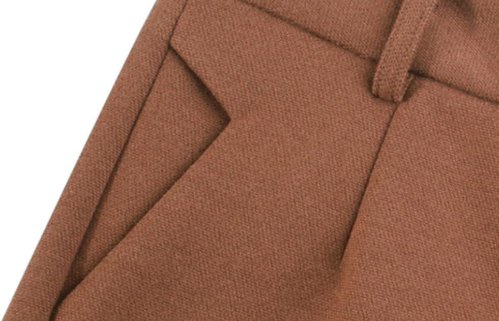 imageTanming Womens Casual High Waist Trousers Wool Blend Cropped Wide Leg PantsBrown