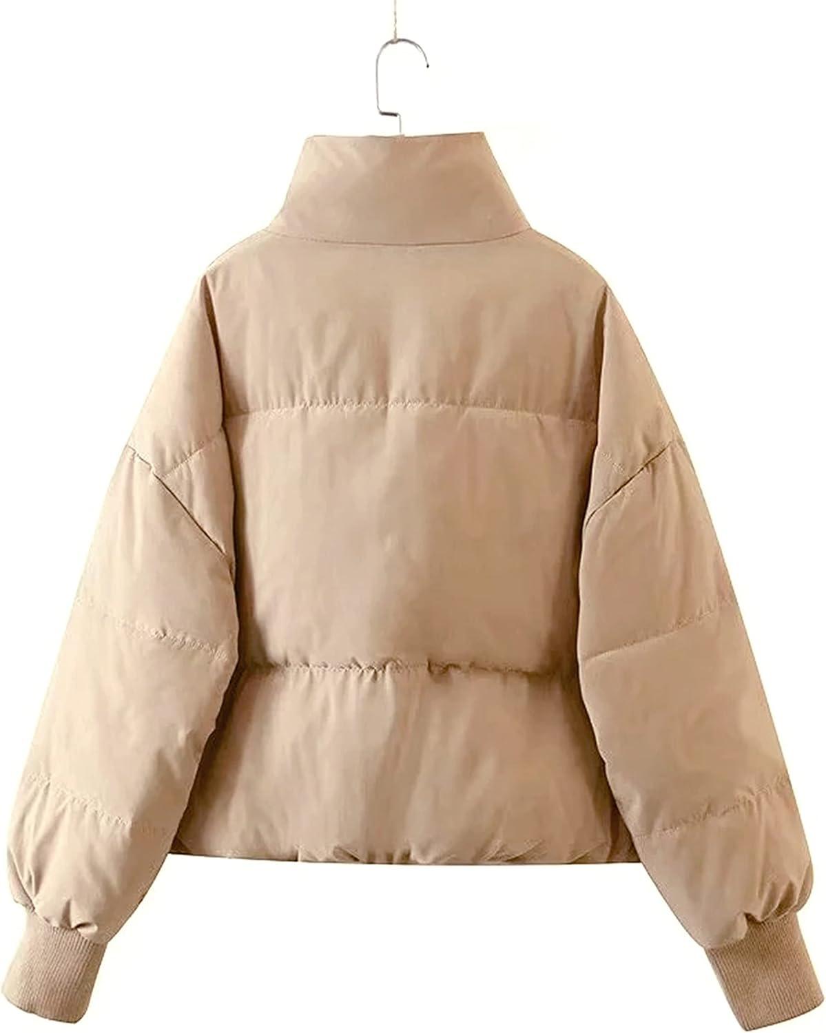 imageTanming Womens Casual Puffer Jacket Long Sleeve Full Zip Black Padded Winter Coat