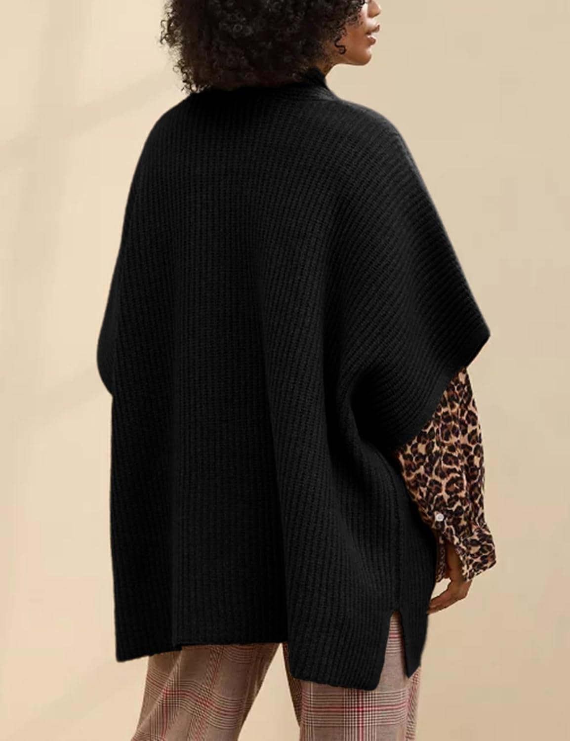 imageTanming Womens Open Front Cardigan Sweaters Casual Short Sleeve Knit Sweater Cape Wrap Outerwear Coats