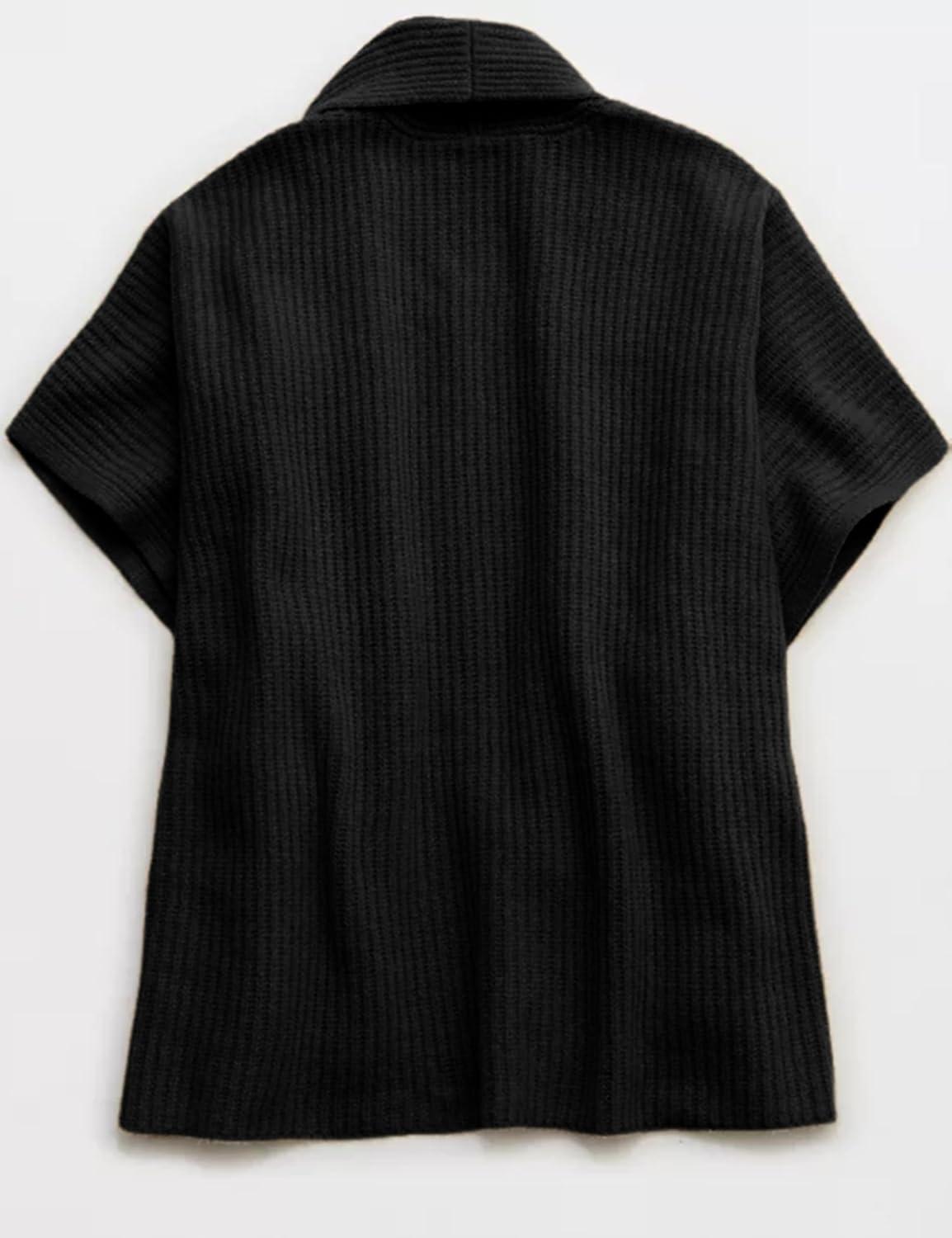 imageTanming Womens Open Front Cardigan Sweaters Casual Short Sleeve Knit Sweater Cape Wrap Outerwear Coats