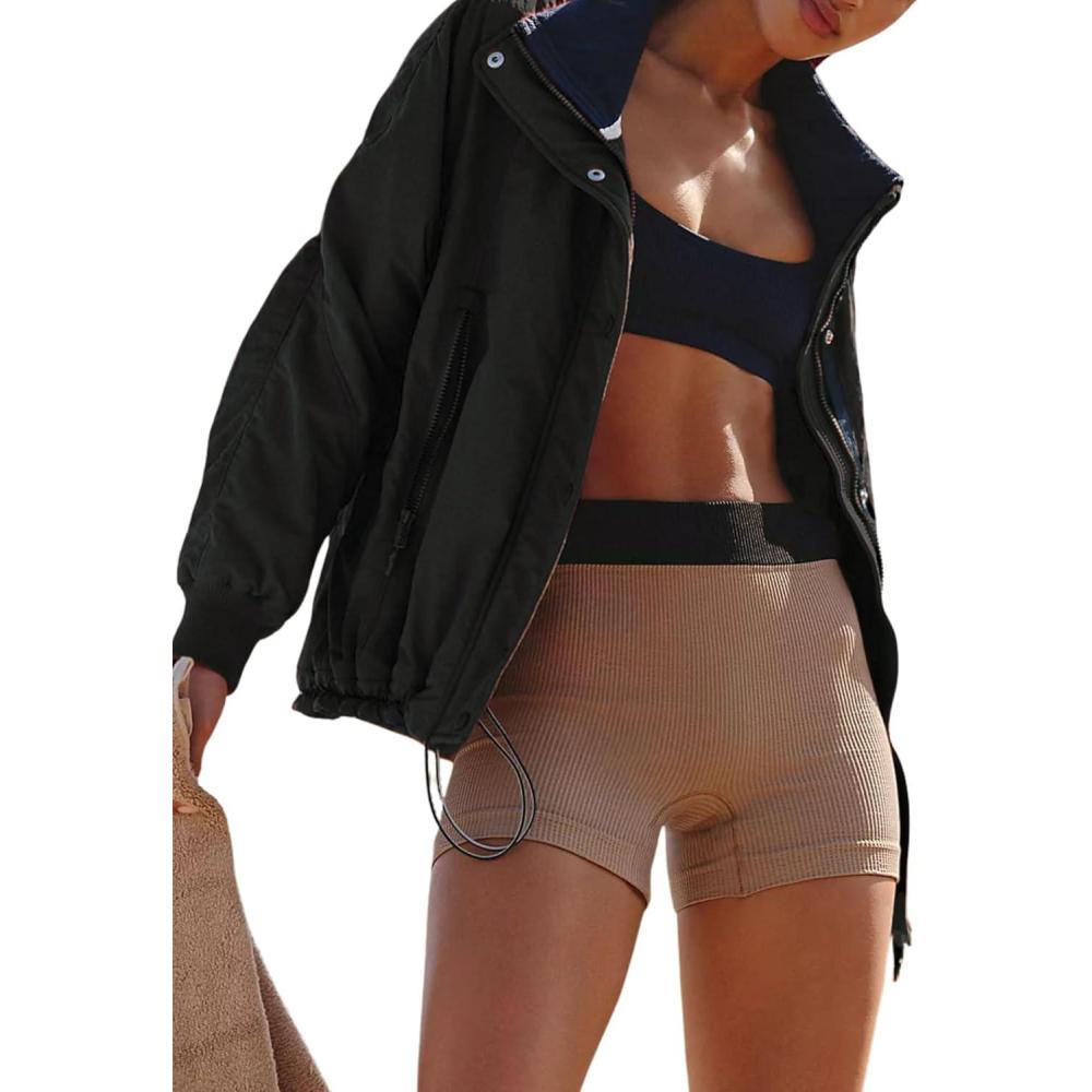 imageTanming Womens Tripper Jacket Long Sleeve Fleece Lined Casual Jackets Fall Winter Coats Outwear with PocketsBlack