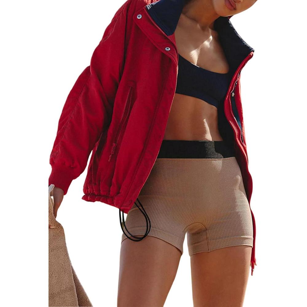 imageTanming Womens Tripper Jacket Long Sleeve Fleece Lined Casual Jackets Fall Winter Coats Outwear with PocketsRed