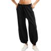 imageTanming Womens Baggy Sweatpants Barrel Leg Trousers Elastic Waisted Drawstring Lounge Joggers PantsBlack