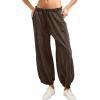 imageTanming Womens Baggy Sweatpants Barrel Leg Trousers Elastic Waisted Drawstring Lounge Joggers PantsCoffee