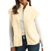 imageTanming Womens Fuzzy Sherpa Fleece Vest Lightweight Cozy Sleeveless Gilet Zip Up Jacket with PocketsBeige