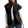 imageTanming Womens Fuzzy Sherpa Fleece Vest Lightweight Cozy Sleeveless Gilet Zip Up Jacket with PocketsBlack