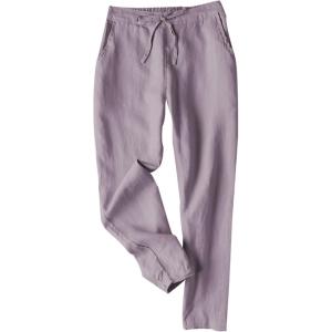 Tanming Linen Pants for Women Summer Casual High Waisted Drawstring White Beach Pant(Purple)