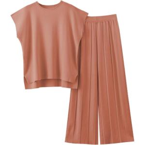 Tanming Women’s 2 Piece Outfits Sweater Set Knit Pullover Tops High Waisted Pants Sweatsuits Lounge Set(Rust)