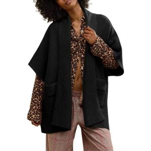 Tanming Womens Open Front Cardigan Sweaters Casual Short Sleeve Knit Sweater Cape Wrap Outerwear Coats