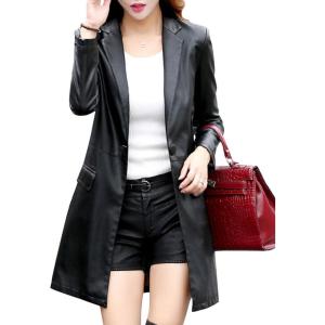 Tanming womens Trench Coat(Black)