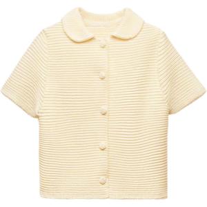 Tanming Womens Cardigan Sweaters Soft Chunky Knit Top Short Sleeve Button Loose Outerwear Sweater(Beige)
