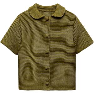 Tanming Womens Cardigan Sweaters Soft Chunky Knit Top Short Sleeve Button Loose Outerwear Sweater(Olive Green)