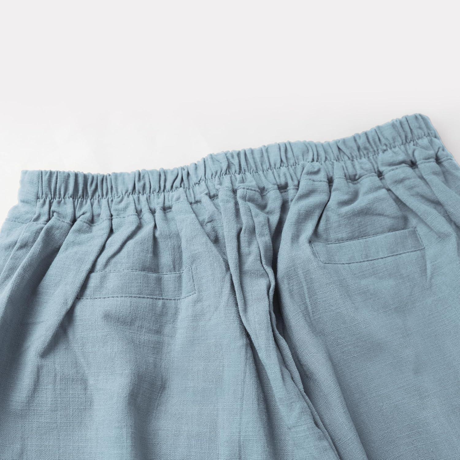 imageTanming Linen Pants for Women Summer Casual High Waisted Drawstring White Beach PantLight Blue