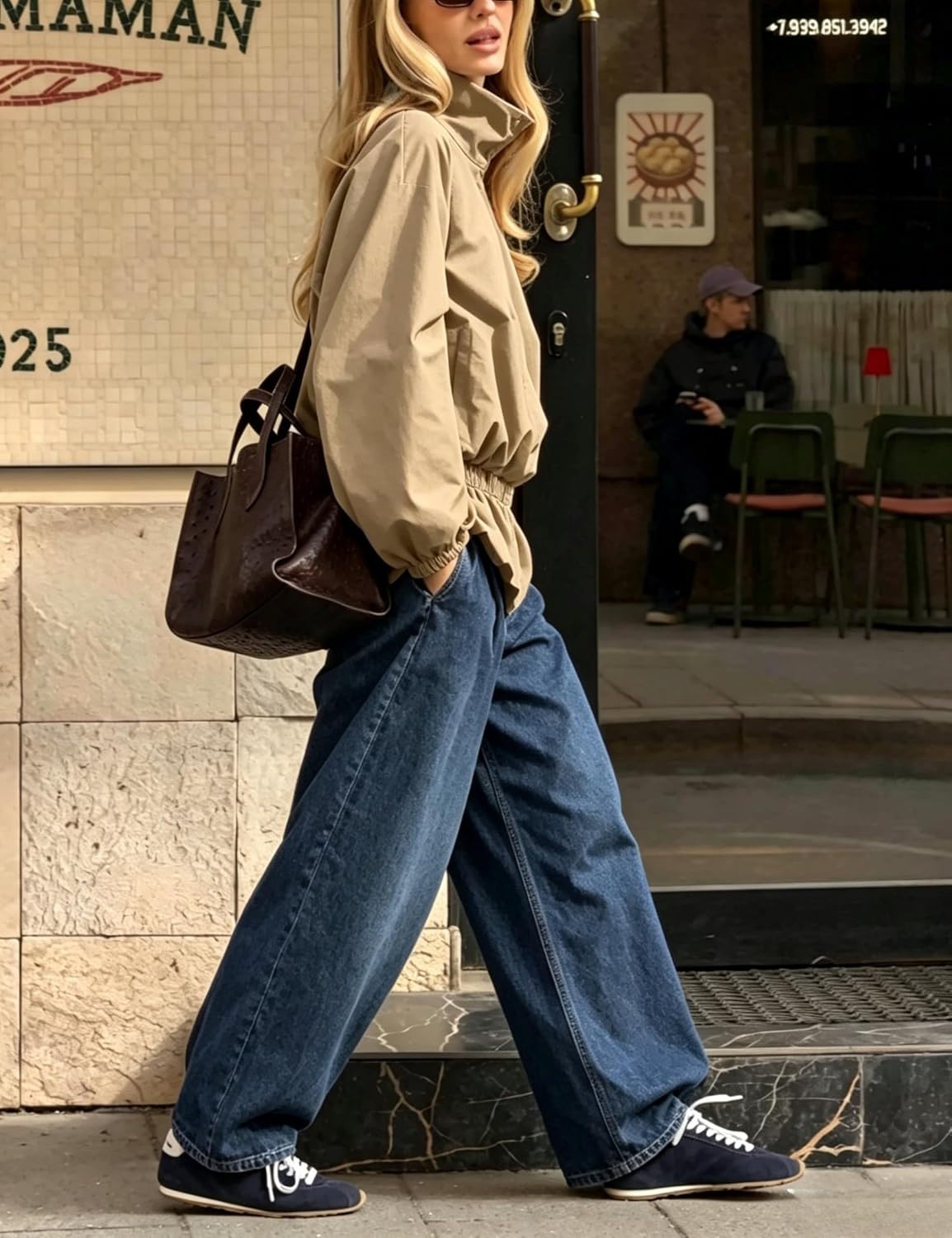 image:imageTanming Womens Casual FunnelNeck Lightweight Jackets Button Down Elastic Waist Loose Fit Peplum Hem Ease Packable WindResistantKhaki