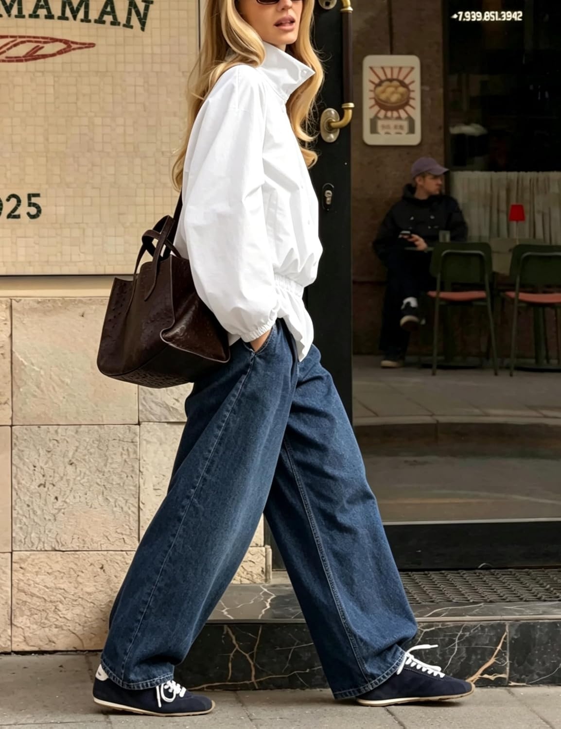 image:imageTanming Womens Casual FunnelNeck Lightweight Jackets Button Down Elastic Waist Loose Fit Peplum Hem Ease Packable WindResistantWhite